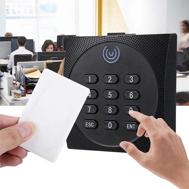 LCMDFZ Waterproof RFID Card Reader - Multi-Functional ID & Password Keypad for Banks & Public Buildings