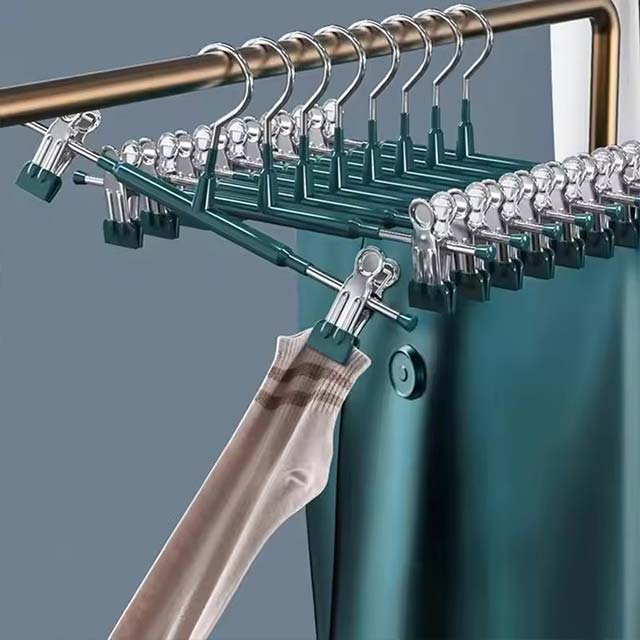 Stainless Steel Rack Clip – Anti-Slip Pants & Skirt Hanger with Wardrobe Clothespin Clamps