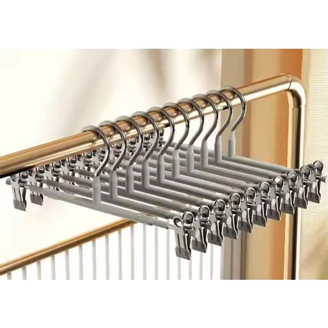 Stainless Steel Rack Clip – Anti-Slip Pants & Skirt Hanger with Wardrobe Clothespin Clamps