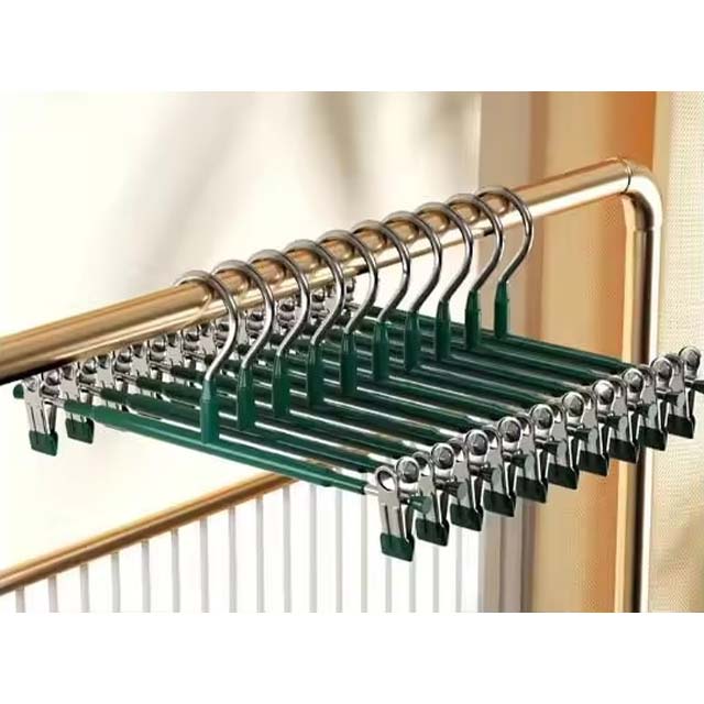 Stainless Steel Rack Clip – Anti-Slip Pants & Skirt Hanger with Wardrobe Clothespin Clamps