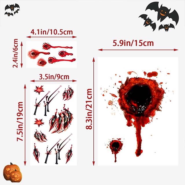 Realistic Zombie Scar Temporary Tattoo Stickers – Waterproof Fake Bloody Wound & Stitched Scab Makeup for Halloween Masquerade Pranks