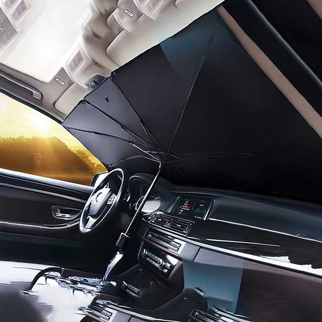 Retractable Car Sunshade for Front Windshield – Heat Insulation UV Protection Parasol for Sunblock & Interior Cooling