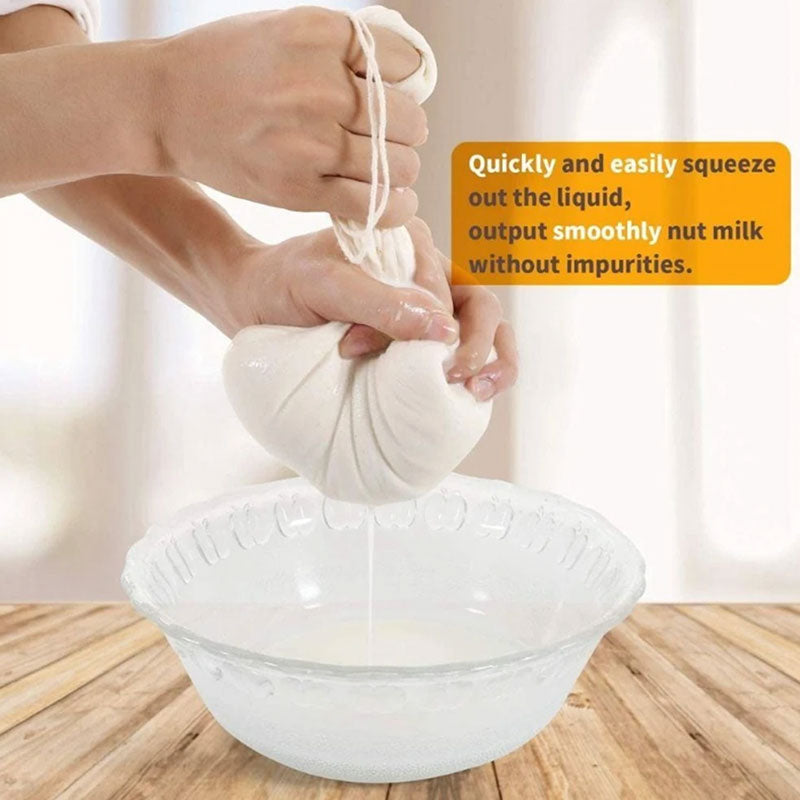 (30*40CM) Reusable Cotton Gauze Strainer Bags – Food-Grade Tofu & Cheesecloth Filter – Drawstring Cotton Bags for Butter, Nut Milk, and Coffee