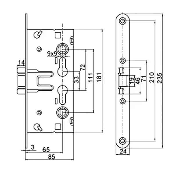 Russian Market Mortise Lock Body 1739