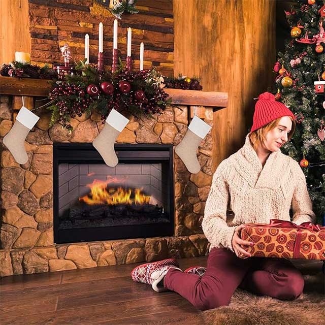 Rustic Burlap Christmas Stockings