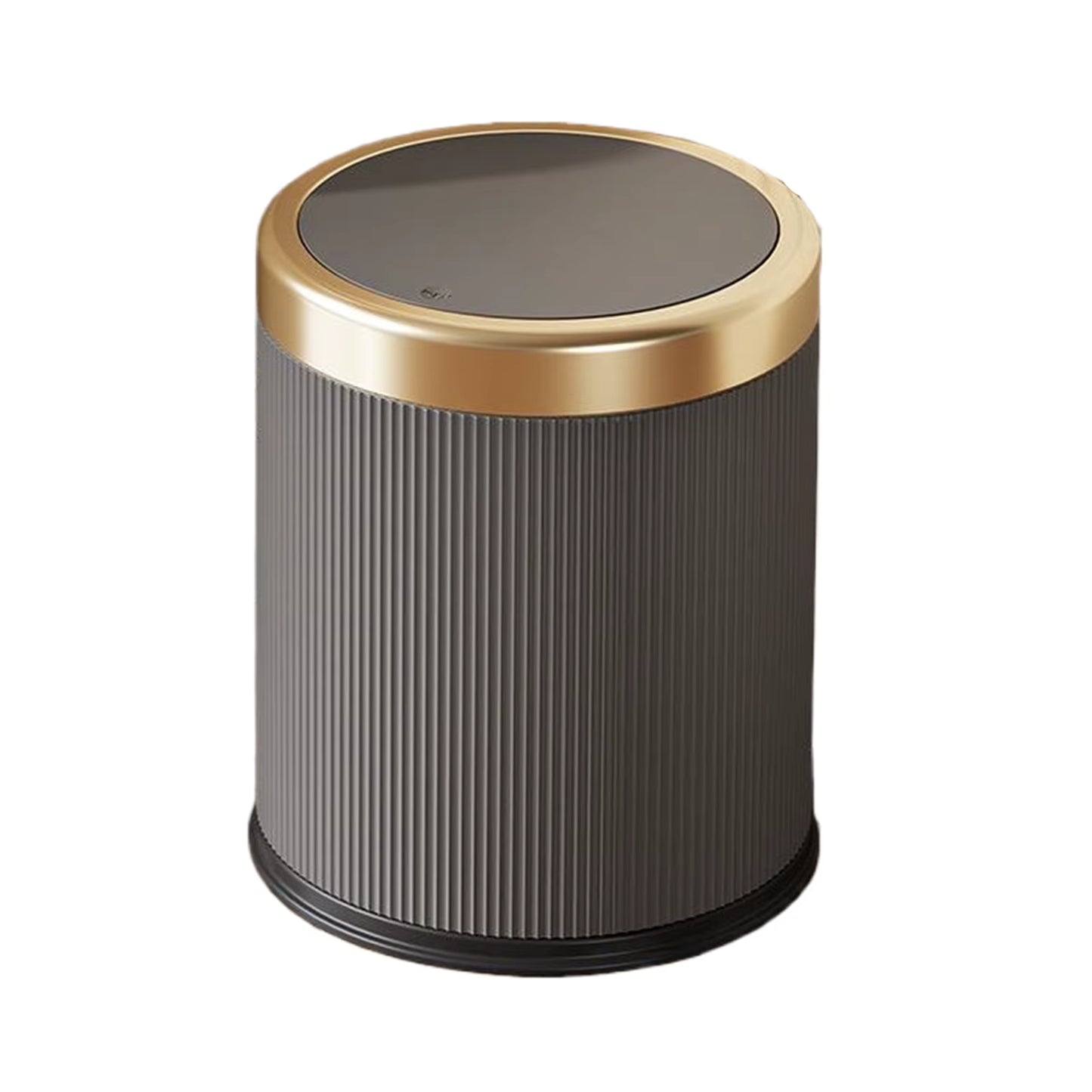 Retro Luxury Step Trash Can –12L Soft-Close Garbage Bin with Gold Trim – Vintage Style Plastic Wastebasket with Pressure Ring for Bathroom & Bedroom (White/Black)