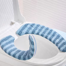 Universal Thickened Toilet Seat Cushion Cover – Washable & Reusable Soft Warmer Mat – Plush Winter Bathroom Seat Pad in Pastel Tones (Blue/Pink/Green/Beige)