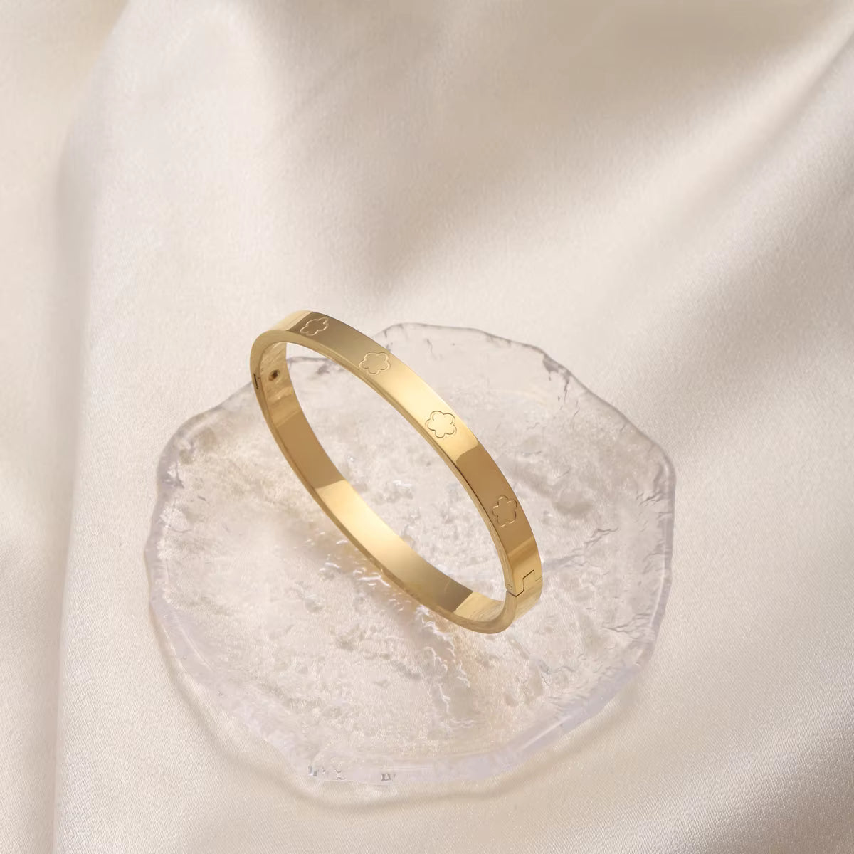 CARLIDANA Gold Cross Bracelet & Bangle for Women - Waterproof Stainless Steel (EGBT500)