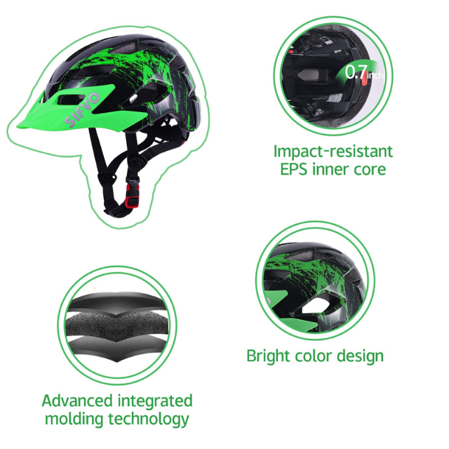Casque de vélo enfant SIFVO avec visière – Casque de vélo ajustable et léger pour garçons et filles de 5 à 14 ans – Casque de cyclisme junior 50-57 cm