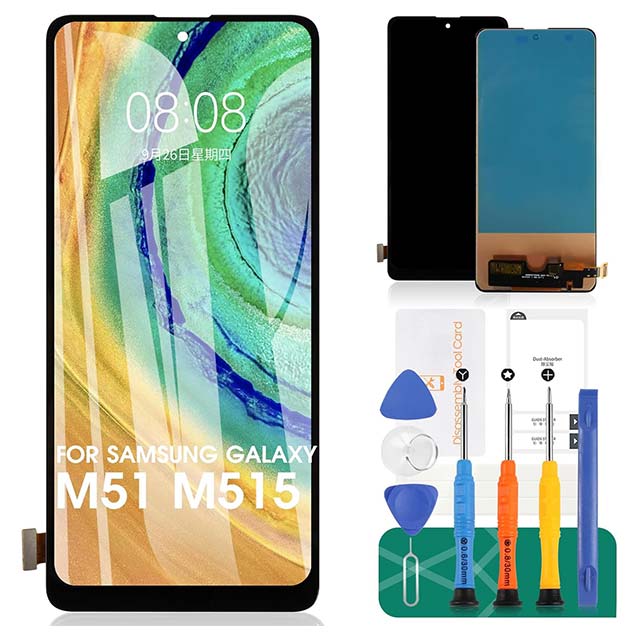 SRJTEK Compatible Replacement LCD Screen for Samsung Galaxy M51 (SM-M515F) – M51 Display & Touch Digitizer Assembly Repair Kit (No Fingerprint)