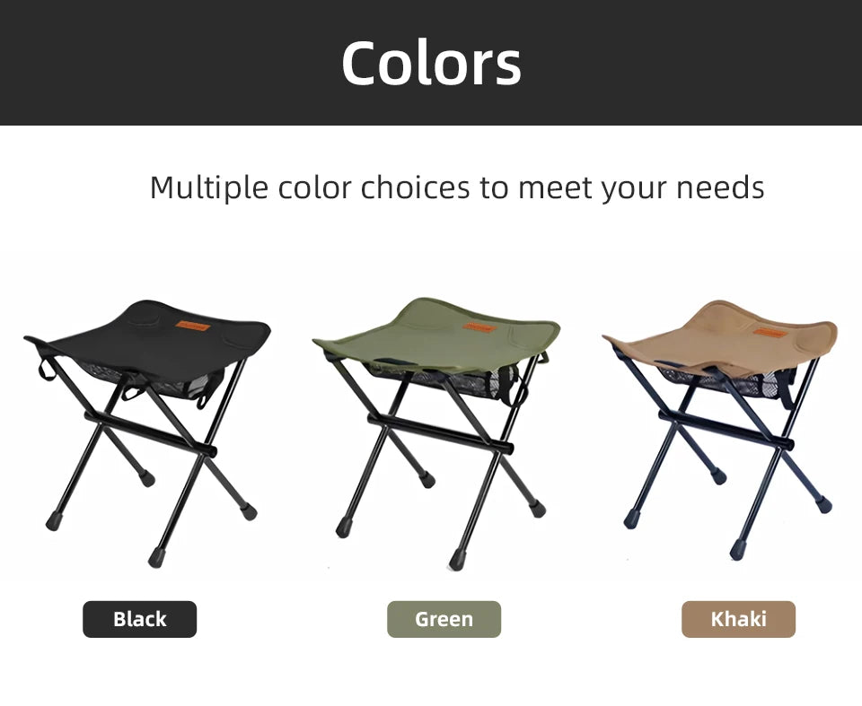 Tabouret de camping pliant portable PACOONE – Chaise ultralégère en alliage d'aluminium pour la pêche, les pique-niques et les activités de plein air