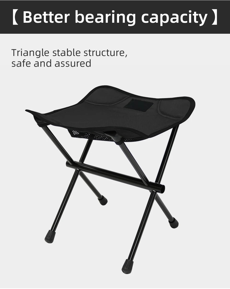 Tabouret de camping pliant portable PACOONE – Chaise ultralégère en alliage d'aluminium pour la pêche, les pique-niques et les activités de plein air