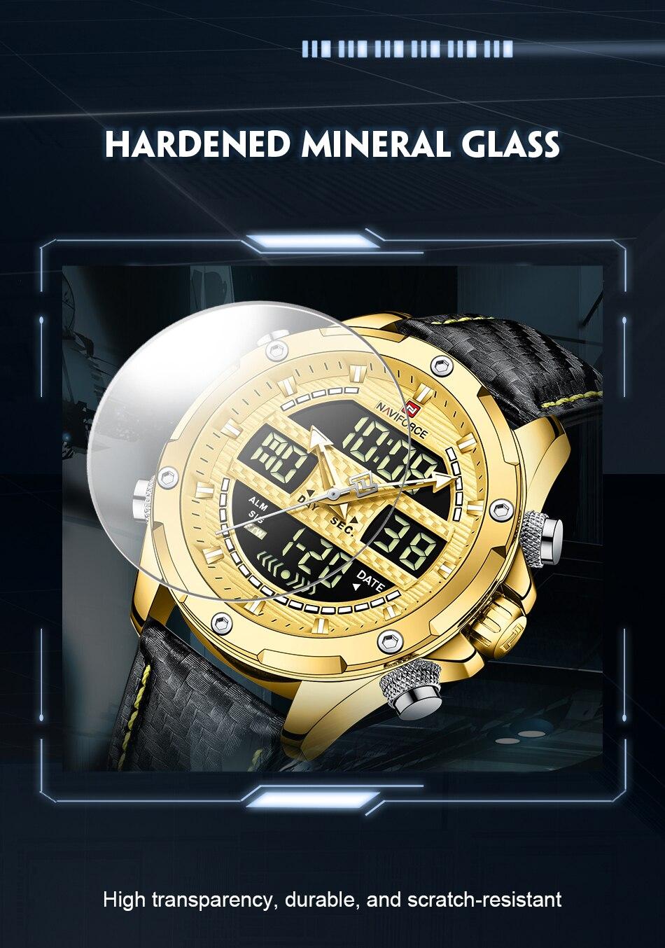 NAVIFORCE Digital x Analog Black Leather Men Watch (NF9194)