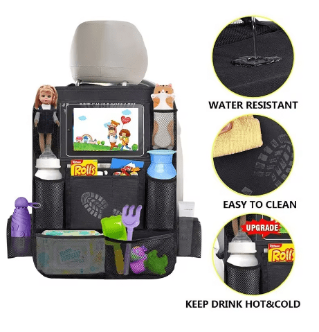 Organisateur de siège arrière de voiture avec support pour tablette – Poche de rangement automatique et protection de voyage
