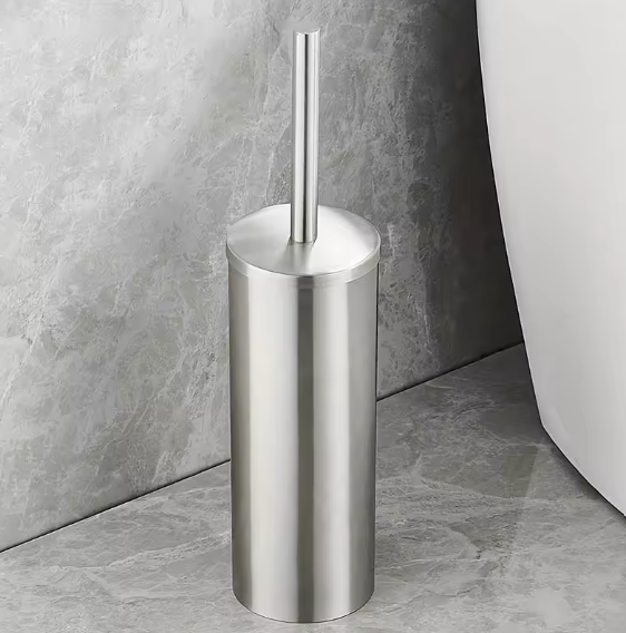 Stainless Steel Toilet Brush with Holder – Long Handle WC Cleaner Brush
