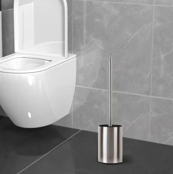 Stainless Steel Toilet Brush with Holder – Long Handle WC Cleaner Brush