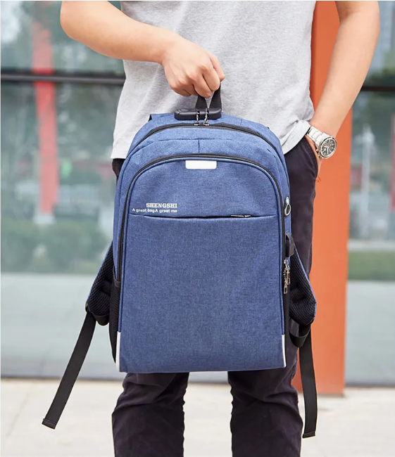 Anti-Theft Laptop Backpack with USB Charging Port, Headphone Jack & Combination Lock – Reflective Night Safety College Business Backpack ( BLUE)