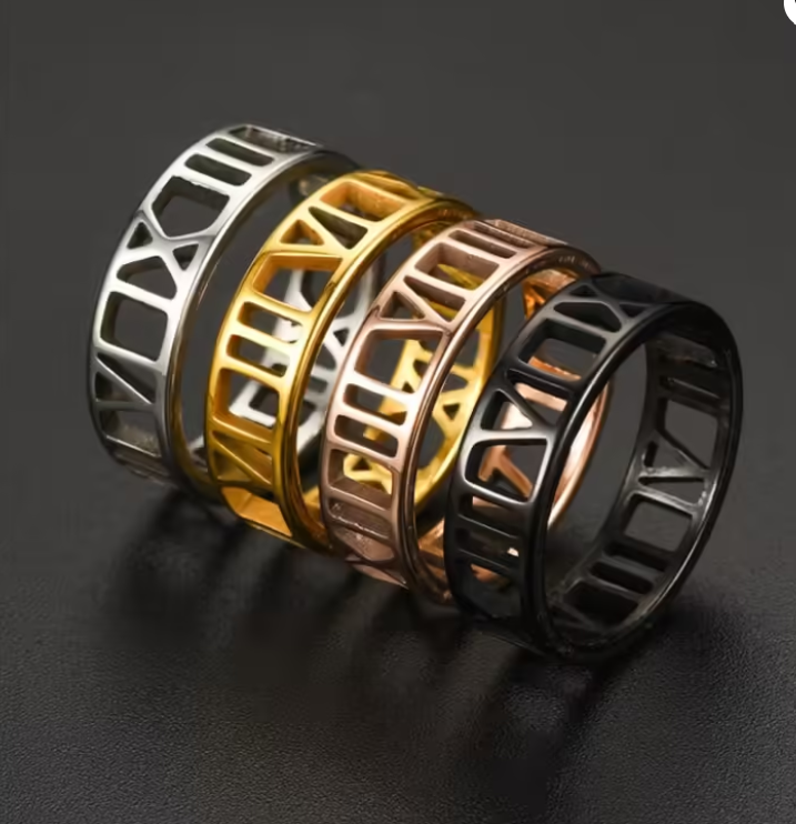 Bague classique à chiffres romains 6 mm (EGR009)