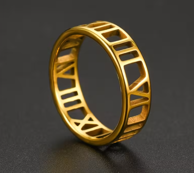 Bague classique à chiffres romains 6 mm (EGR009)