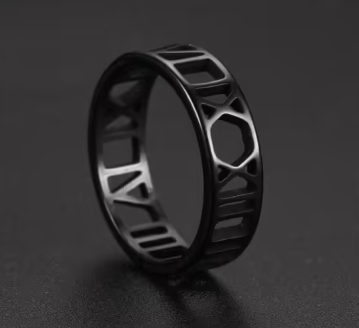 Bague classique à chiffres romains 6 mm (EGR009)