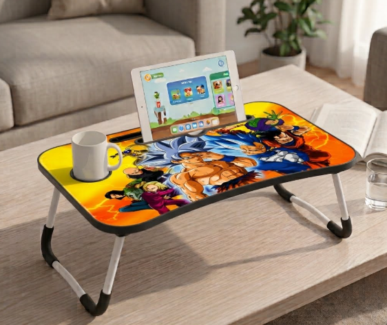 Portable Foldable Laptop Table – Engineered Wood Study Desk for Bed, Sofa & Floor | Multipurpose Laptop Stand with Cup Holder-Adults and Kids
