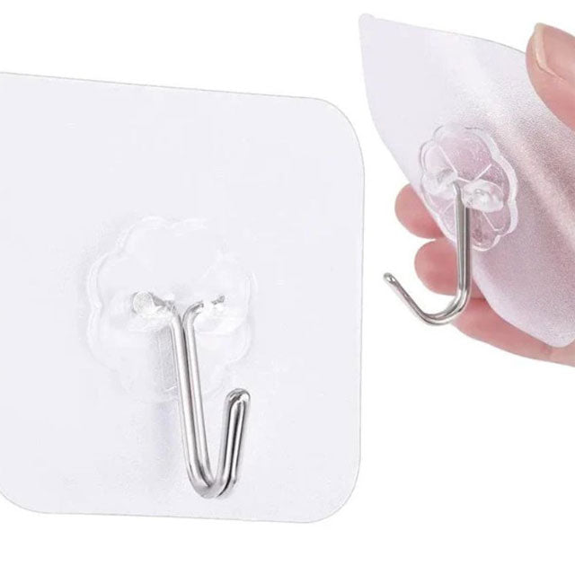 Self-Adhesive Clothes Hanging Hooks - Pack of 10, Strong Wall-Mounted Hook Organizers for Home & Closet Use