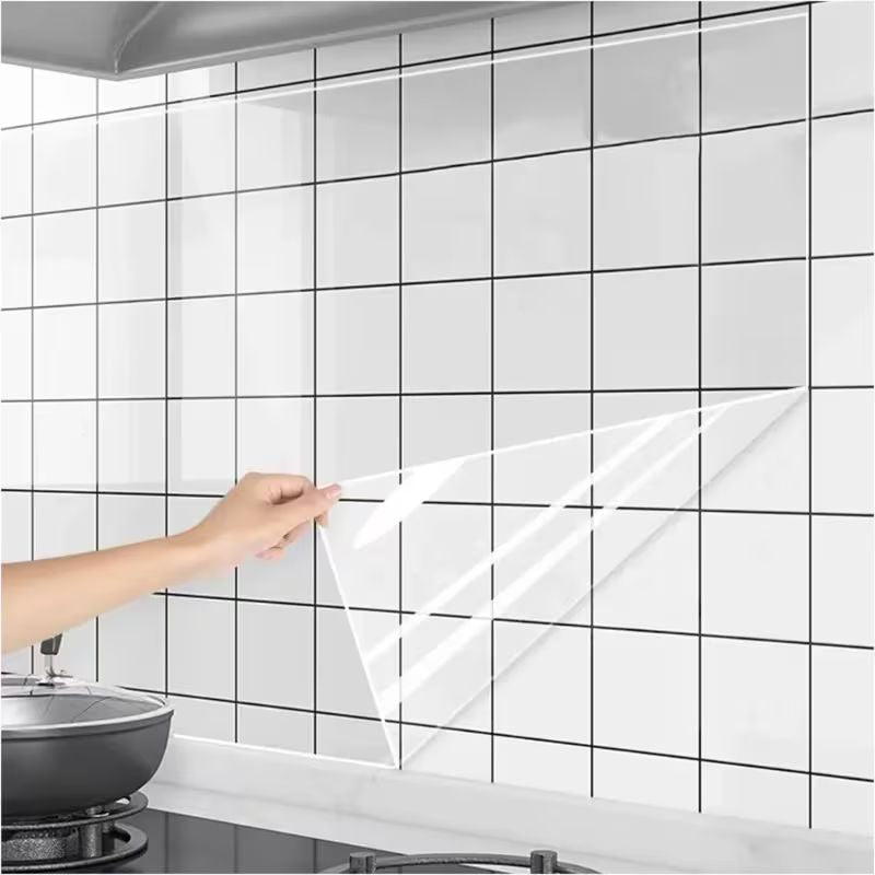 Self-Adhesive PVC Kitchen Oil-Proof Wallpaper – Heat-Resistant & Waterproof Backsplash Protector – Peel & Stick DIY Cabinet & Countertop Renovation Film for Walls, Furniture, and Tables (60*1000CM)