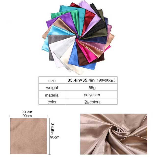 90×90cm Silk Satin Square Scarf for Women – Plain Hijab, Headwrap, Shawl & Handkerchief