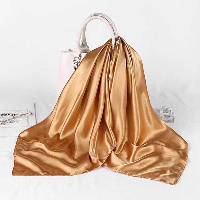 90×90cm Silk Satin Square Scarf for Women – Plain Hijab, Headwrap, Shawl & Handkerchief