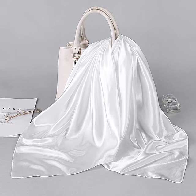 90×90cm Silk Satin Square Scarf for Women – Plain Hijab, Headwrap, Shawl & Handkerchief