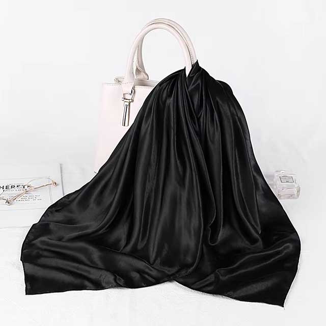 90×90cm Silk Satin Square Scarf for Women – Plain Hijab, Headwrap, Shawl & Handkerchief