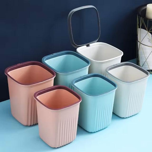 Simple Kitchen White Trash Can – Creative Open-Top Garbage Basket for Home, Living Room & Bathroom