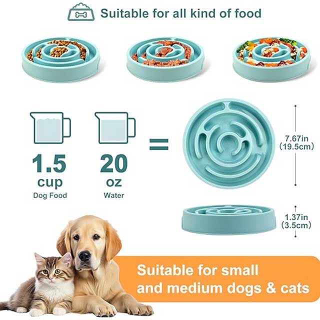 Slow Feeder Dog Bowl – Anti-Choking Puzzle Bowl for Dry, Wet & Raw Food | Maze Design to Slow Down Eating & Prevent Overeating | Puppy Training Dish for Small & Medium Dogs, Cats & Pets