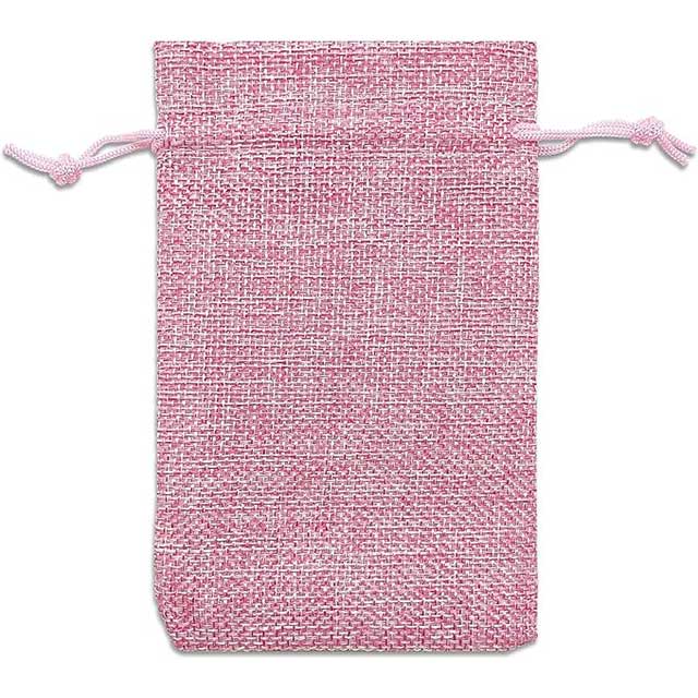 Small Hot Pink Natural Burlap Gift Bags