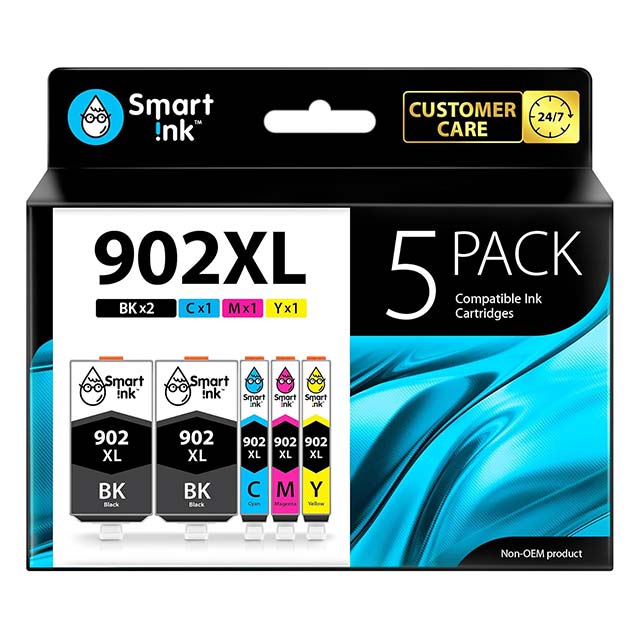 Smart Ink Compatible HP 902 XL Ink Cartridge Replacement Combo – 2 Black XL & 5 Color XL Cartridges for Officejet Pro 6978/6968/6974/6975/6960/6951/6954/6956/6958 Printers