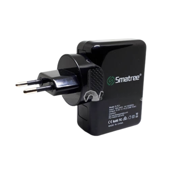 Smatree Dual USB Wall & Car Charger – EU Plug AC Adapter with DC Car Charging Port