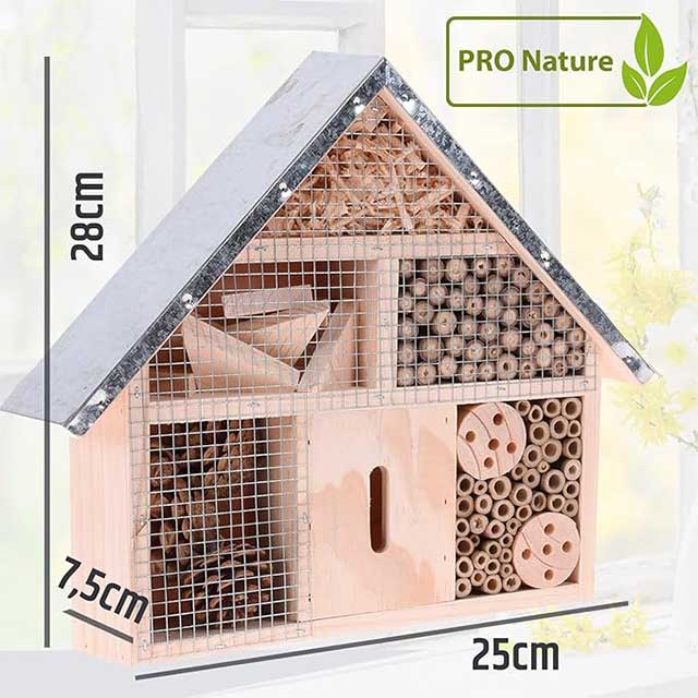Stable Insect & Bee Hotel with Durable Metal Roof