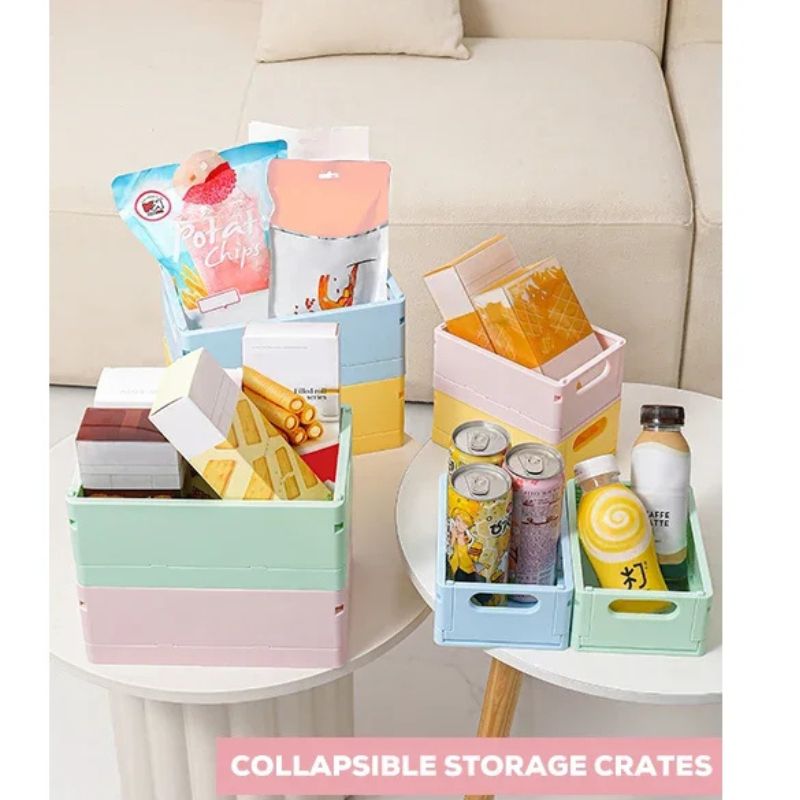 Stackable Folding Storage Bins with Lids – Collapsible Double-Door Cabinet Organizer with Wheels – Multi-Purpose Plastic Toy Box & Desktop Stationery Container for Home, Office, and Nursery