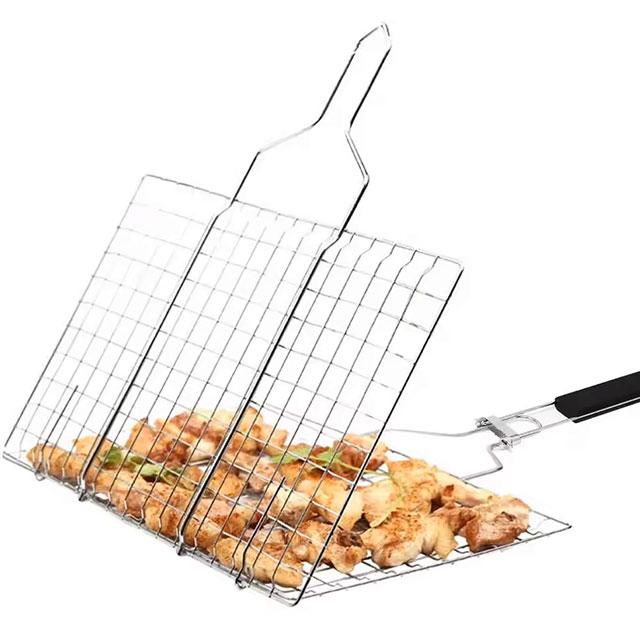 Stainless Steel Non-Stick BBQ Grilling Basket – Mesh Mat for Meat, Vegetables, Steak & Picnic Barbecue