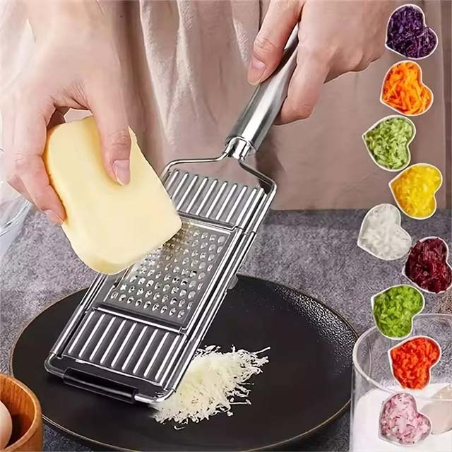 Stainless Steel Vegetable Grater & Shredder – Portable Manual Slicer for Easy & Multi-Purpose Kitchen Use