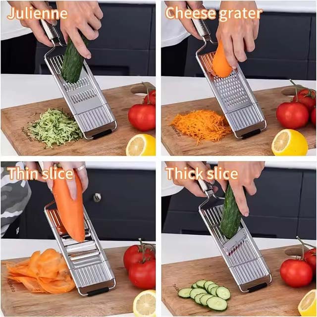 Stainless Steel Vegetable Grater & Shredder – Portable Manual Slicer for Easy & Multi-Purpose Kitchen Use