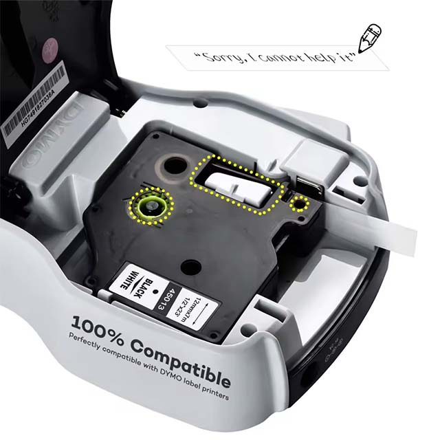 Standard 45013 Labeling Tape for Dymo – Durable Black Print on White Tape for Office & Industrial Organization