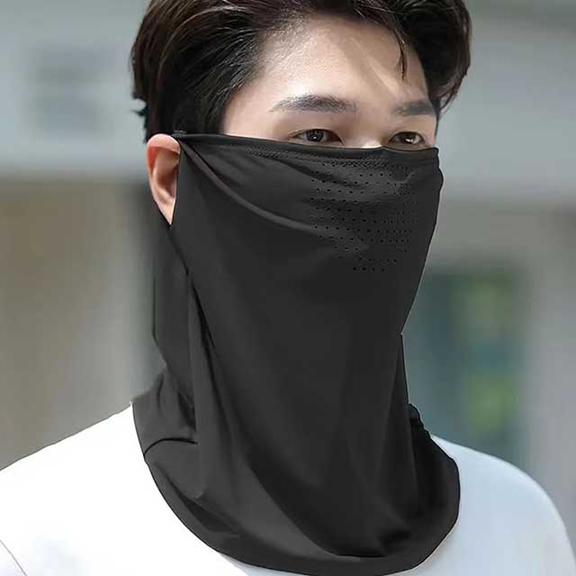 Summer Ice Silk Face Mask with Brim – UV Protection Sun Hat & Outdoor Face Cover for Women | Breathable Sunscreen Shield