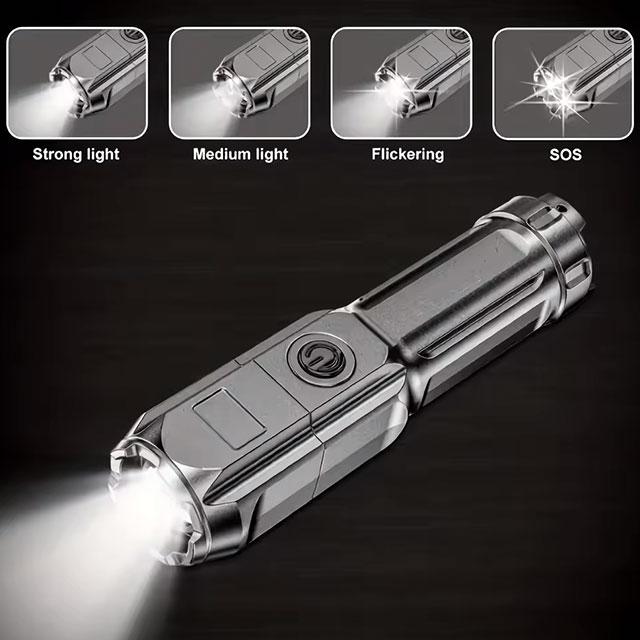 Super Bright LED Flashlight – Rechargeable, Zoomable, 3 Modes, Waterproof, Long-Range Torch for Outdoor & Emergency Use