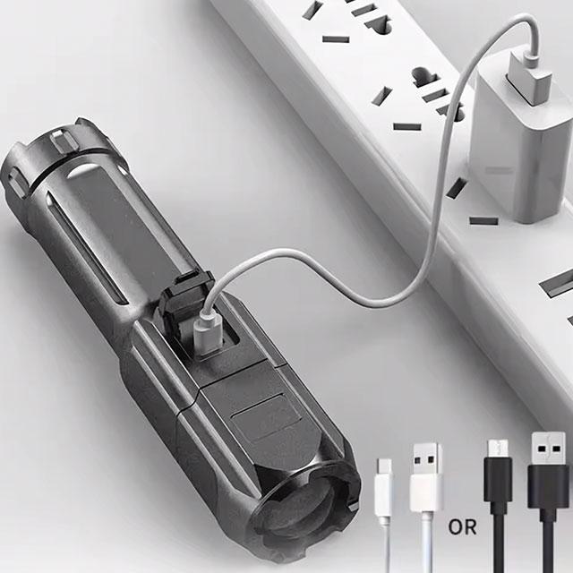 Super Bright LED Flashlight – Rechargeable, Zoomable, 3 Modes, Waterproof, Long-Range Torch for Outdoor & Emergency Use