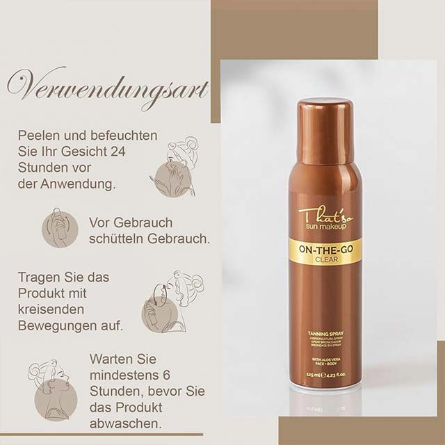 THAT'SO On the Go Facial Tanning Spray – Clear, 125 ml Streak-Free, Natural Glow (Pack of 1)