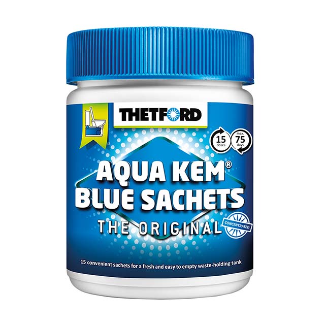 Thetford Aqua Kem Blue Sachets – 15 Pack Portable Toilet Chemical for RV & Marine Waste Management