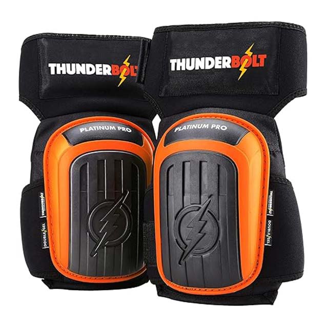 Thunderbolt Heavy-Duty Knee Pads for Construction, Gardening & Cleaning – Dual Gel Foam Cushion with Adjustable Non-Slip Straps (Orange, 1 Pc)
