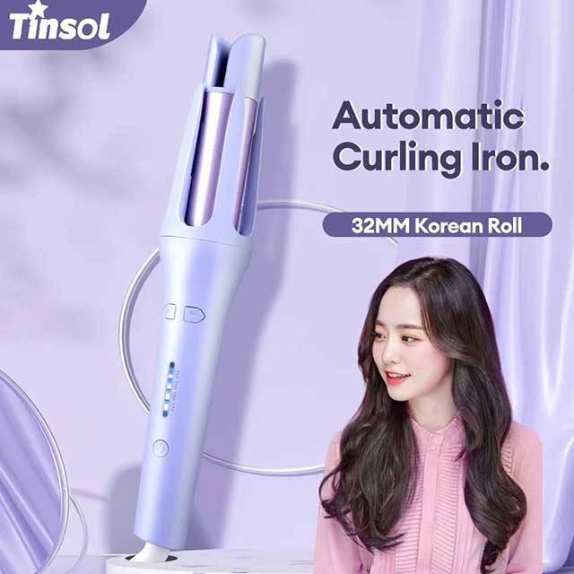 Tinsol 2-in-1 Automatic Hair Curler – 32MM Rotating Ceramic Curling Iron & Hair Waver