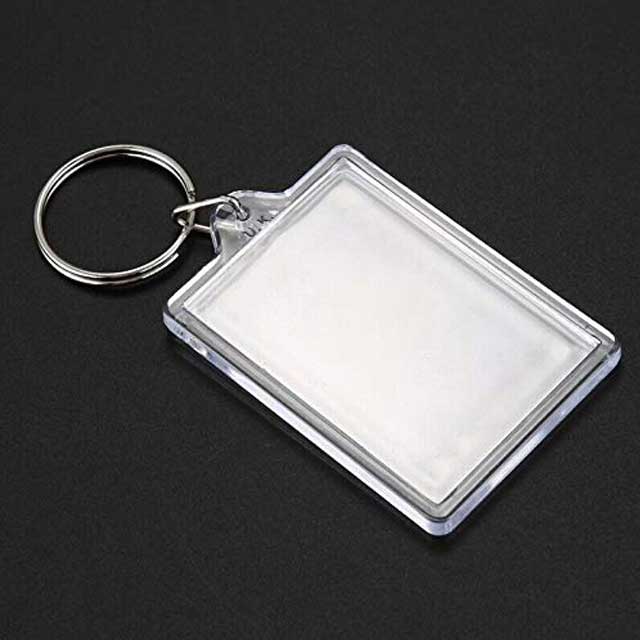 Transparent Acrylic Photo Keychain – Blank Insert Picture Frame with Plastic Ring & Chain for Custom Photos